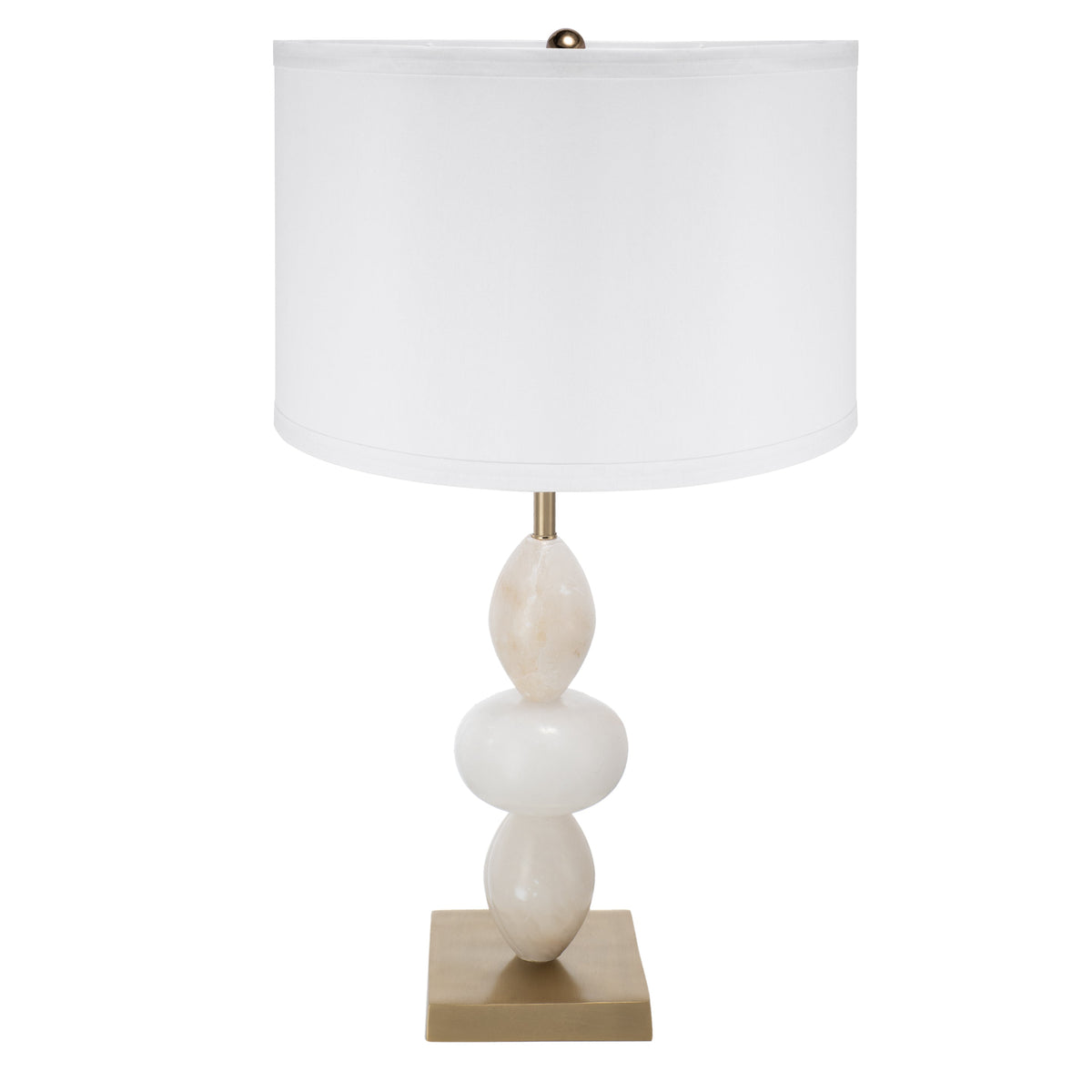 D14x26.3in table lamp with white shade and marble bead column on brass base on Tampa Home & Garden Store