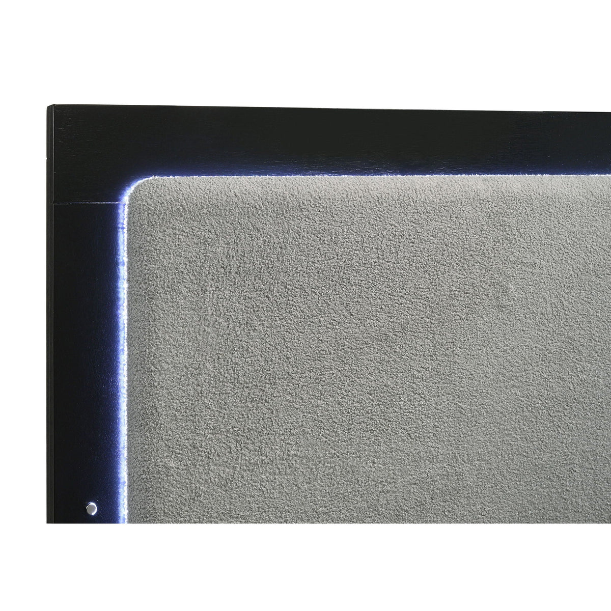 Sophia panel bed with LED headboard, black frame and grey upholstery by HouseOfZazla on Tampa Home & Garden Store