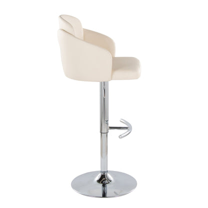 Contemporary adjustable barstool with swivel, cream seating, chrome pedestal base on Tampa Home & Garden Store