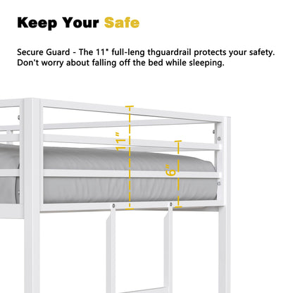 Adam - Metal Bunk Bed, white steel frame with bunks and a grey mattress by HouseOfZazla on Tampa Home & Garden Store
