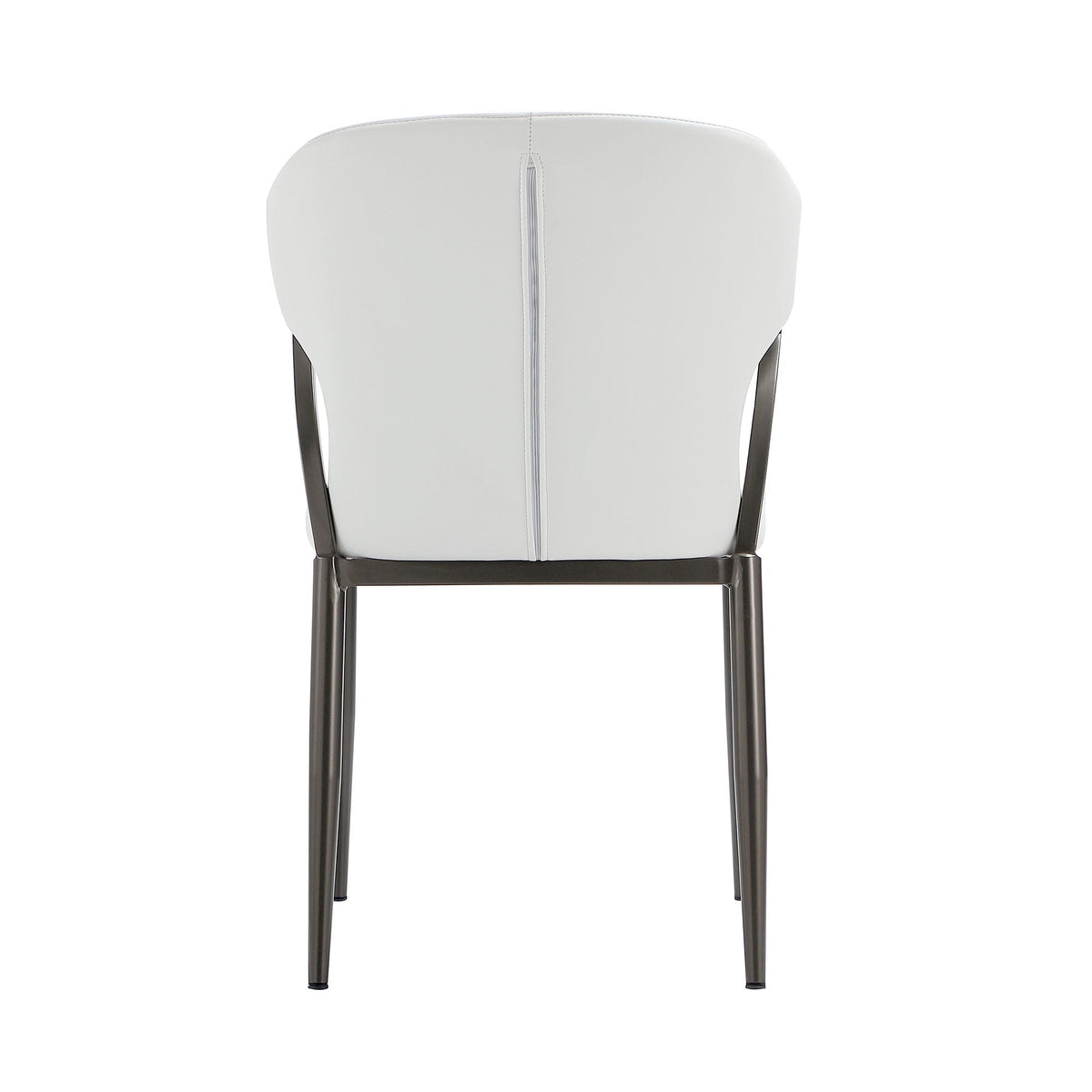 Kirsten Dining Chair Set of 2, white faux leather with zippered back, dark metal legs on Tampa Home & Garden Store