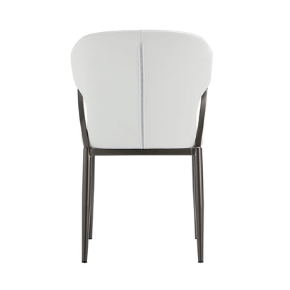 Kirsten Dining Chair Set of 2, white faux leather with zippered back, dark metal legs on Tampa Home & Garden Store