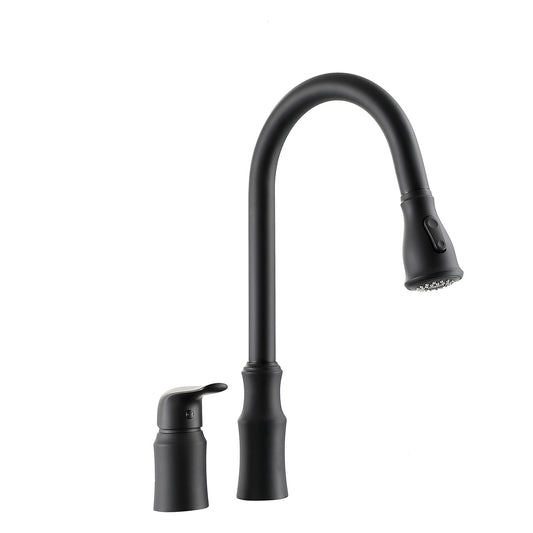 16.9in kitchen faucet matte black with separate handle and pull-down sprayer on Tampa Home & Garden Store