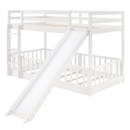 Functional bunk bed with slide, ladder and safety rails in white, by Unique Piece Furniture on Tampa Home & Garden Store