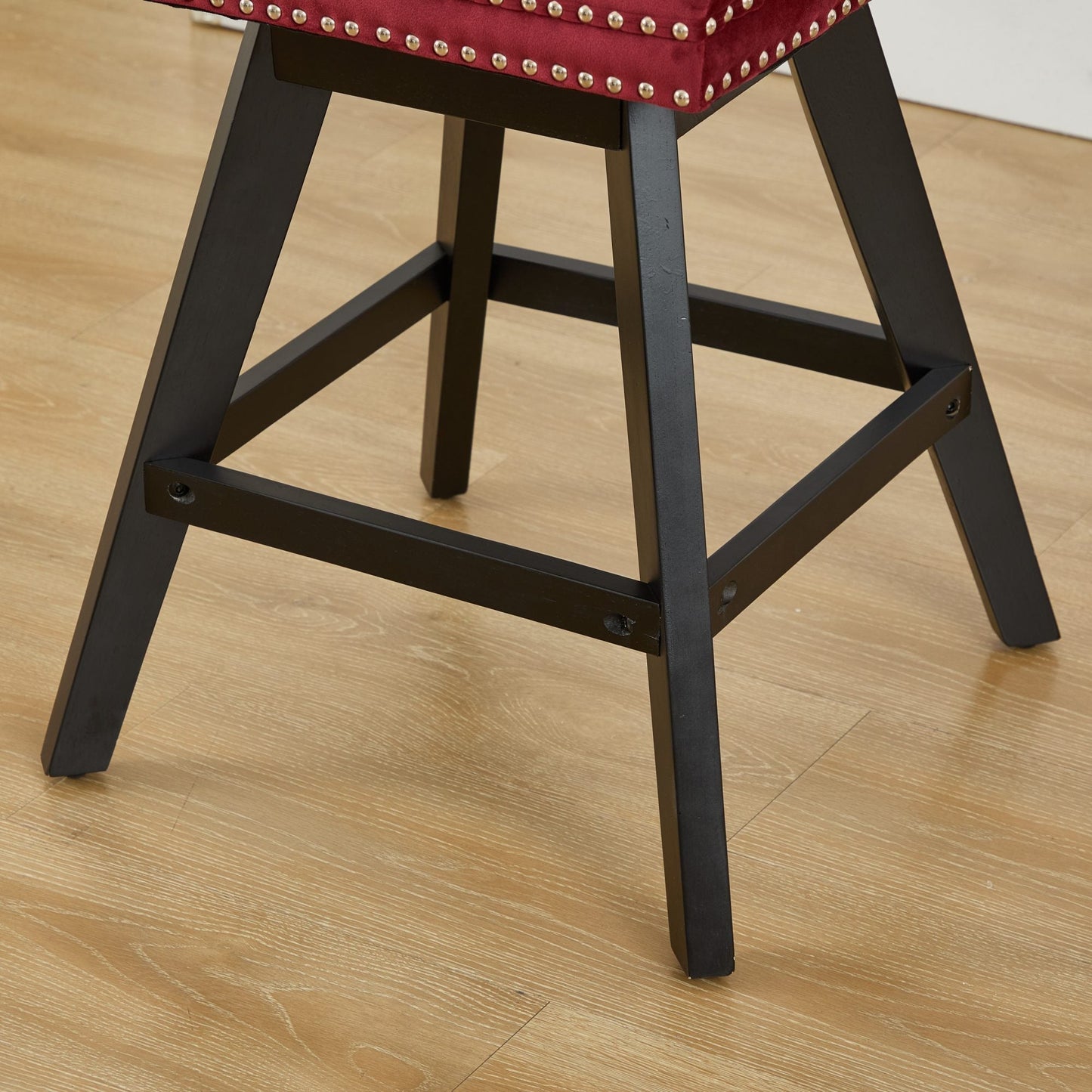 Swivel velvet bar stools with button tufting in wine red, set of 2 by HouseOfZazla on Tampa Home & Garden Store