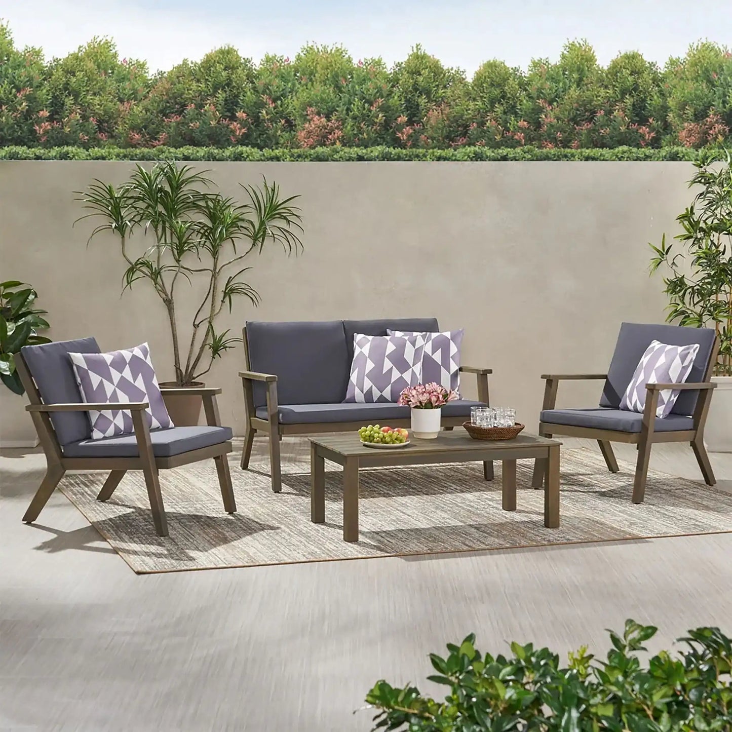 Avacyn Outdoor Acacia Wood 4 Seater and Cushions