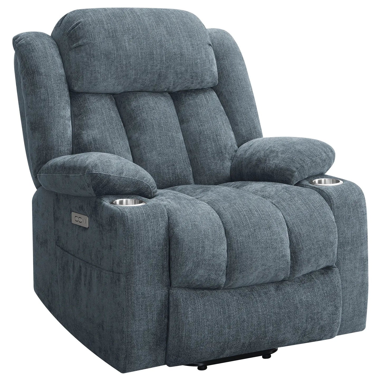 Beca lift recliner blue fabric with USB charging and cupholders by Unique Piece Furniture on Tampa Home & Garden Store