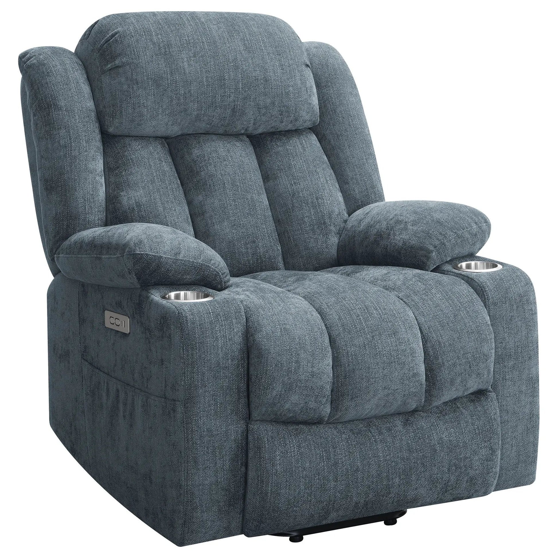 Beca lift recliner blue fabric with USB charging and cupholders by Unique Piece Furniture on Tampa Home & Garden Store