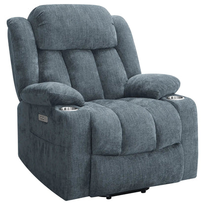 Beca lift recliner blue fabric with USB charging and cupholders by Unique Piece Furniture on Tampa Home & Garden Store