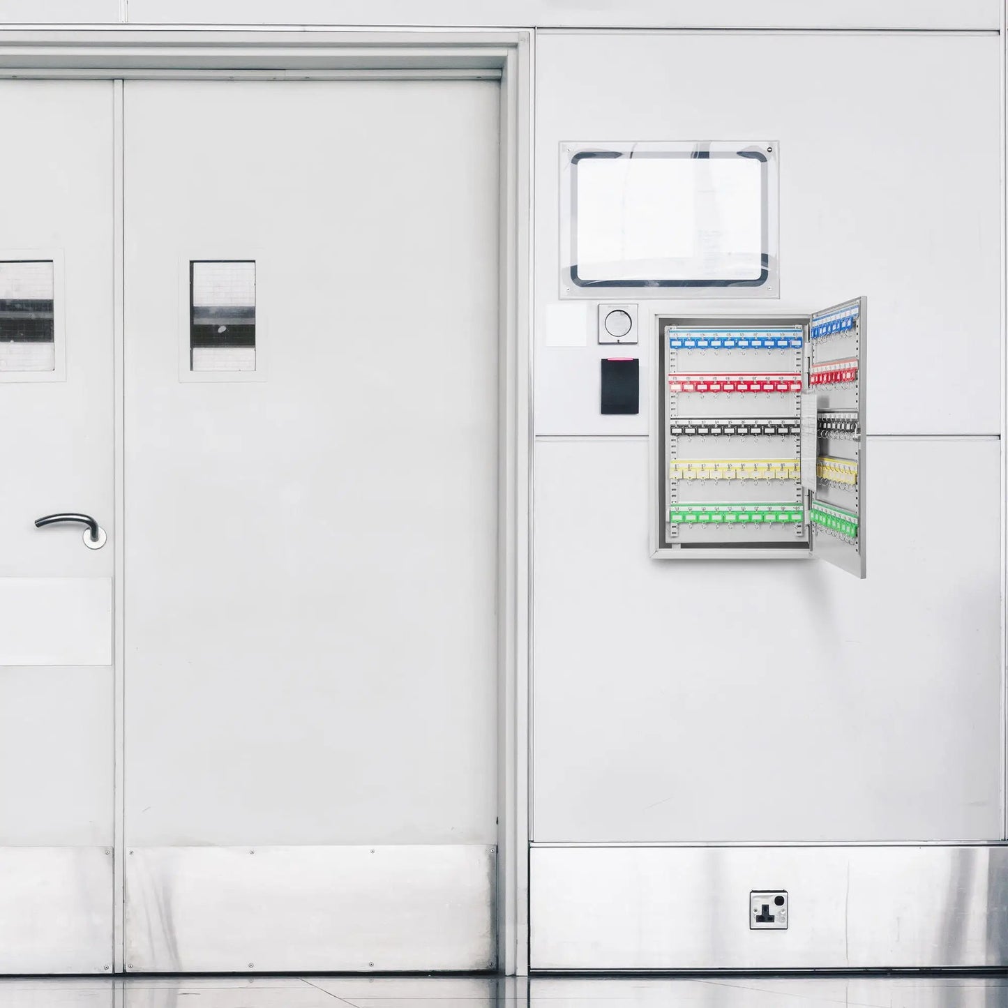 Adjustable Key Cabinet With Lock by Unique Piece Furniture, wall-mounted color-coded keys on Tampa Home & Garden Store