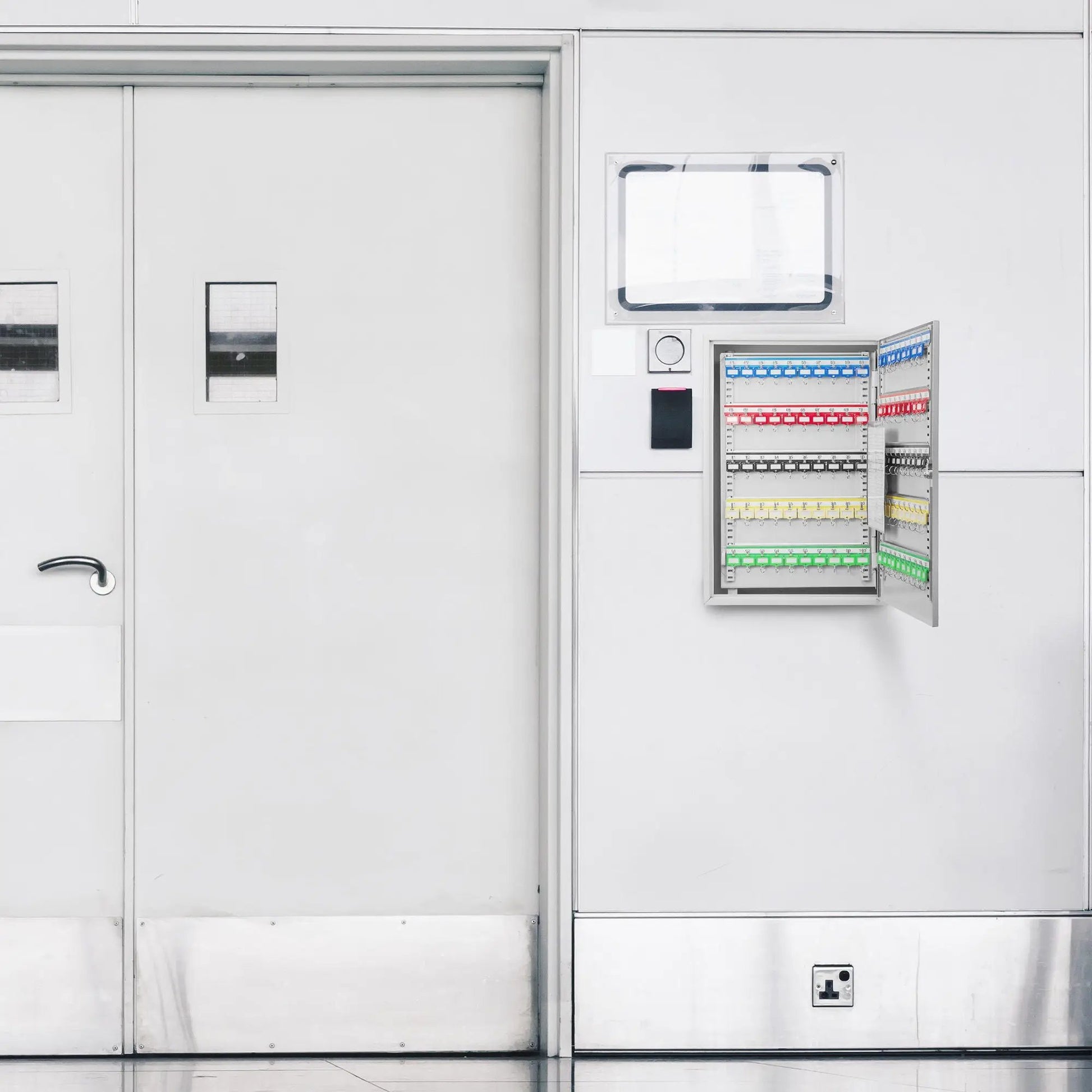 Adjustable Key Cabinet With Lock by Unique Piece Furniture, wall-mounted color-coded keys on Tampa Home & Garden Store
