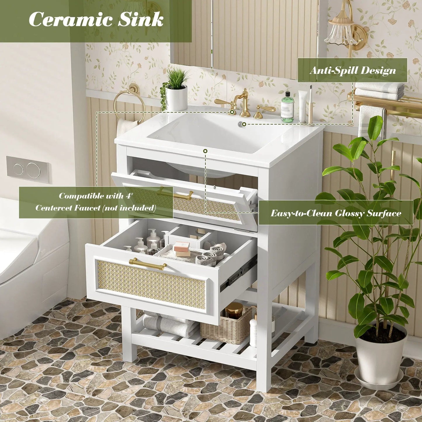 Modern Vanity With Integrated Sink and Cabinet