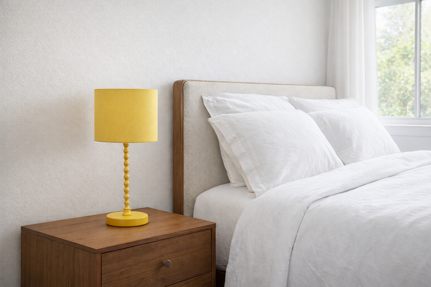 Modern Classic Desk Lamp yellow beaded stem table lamp with shade HouseOfZazla on nightstand on Tampa Home & Garden Store