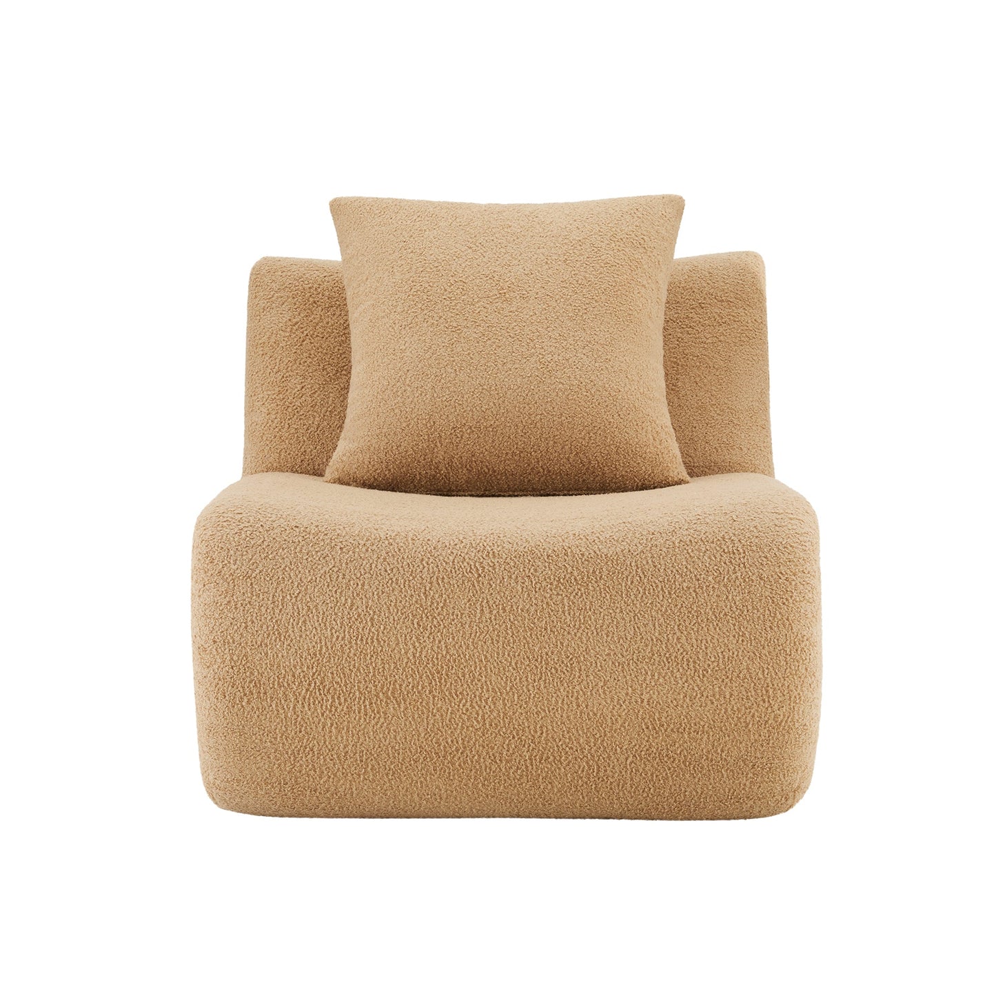Modern Armless Sofa and Teddy Fabric Pillow Set