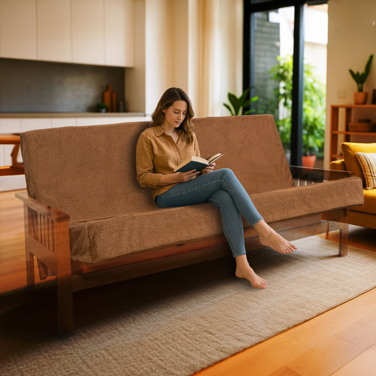 Memory Foam Infused Futon Mattress Full XL sofa bed fabric with wood frame HouseOfZazla on Tampa Home & Garden Store