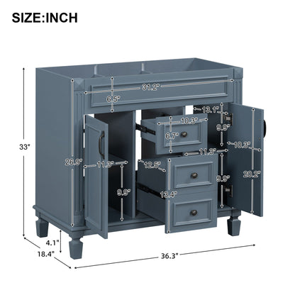 Bathroom vanity base in blue gray with soft-closing doors and drawers by HouseOfZazla on Tampa Home & Garden Store