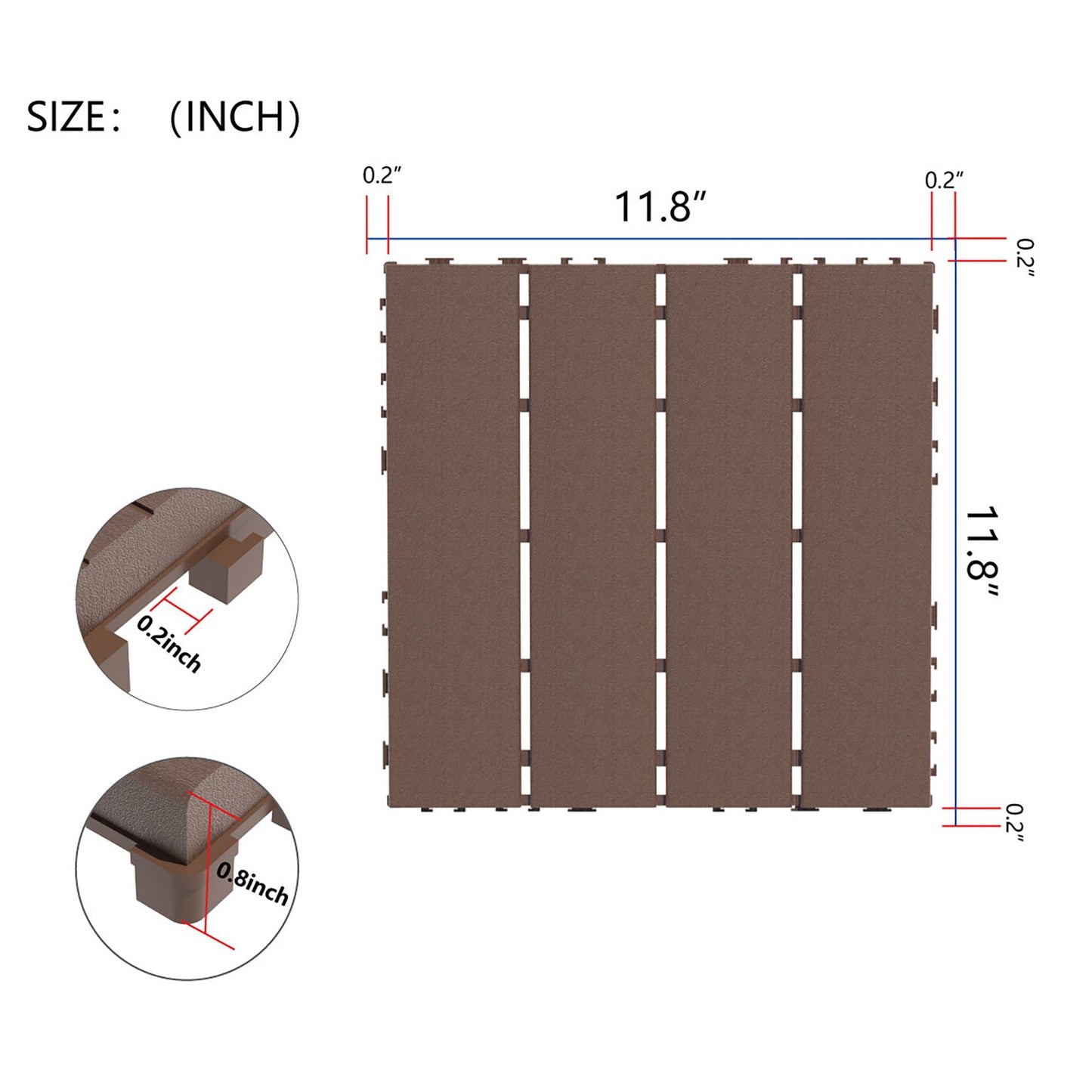 Plastic Interlocking Patio Deck Tiles For Outdoor