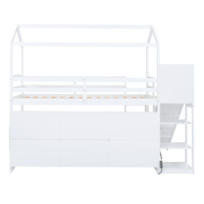 House loft bed white frame with right-side climbing ladder and guard rails on Tampa Home & Garden Store
