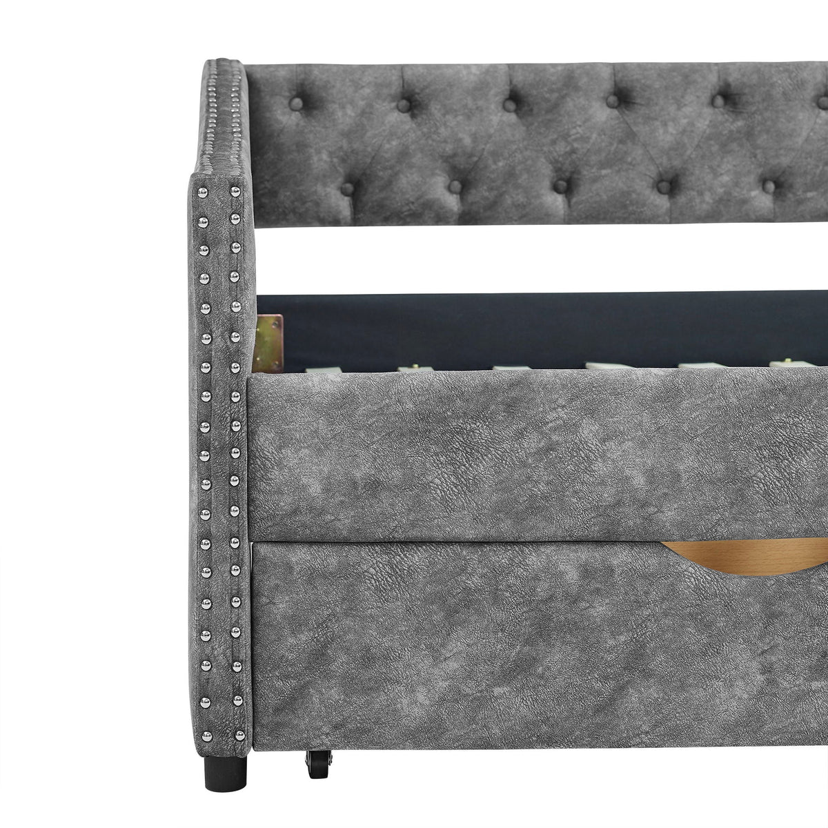 Upholstered Tufted Daybed with Storage Drawers