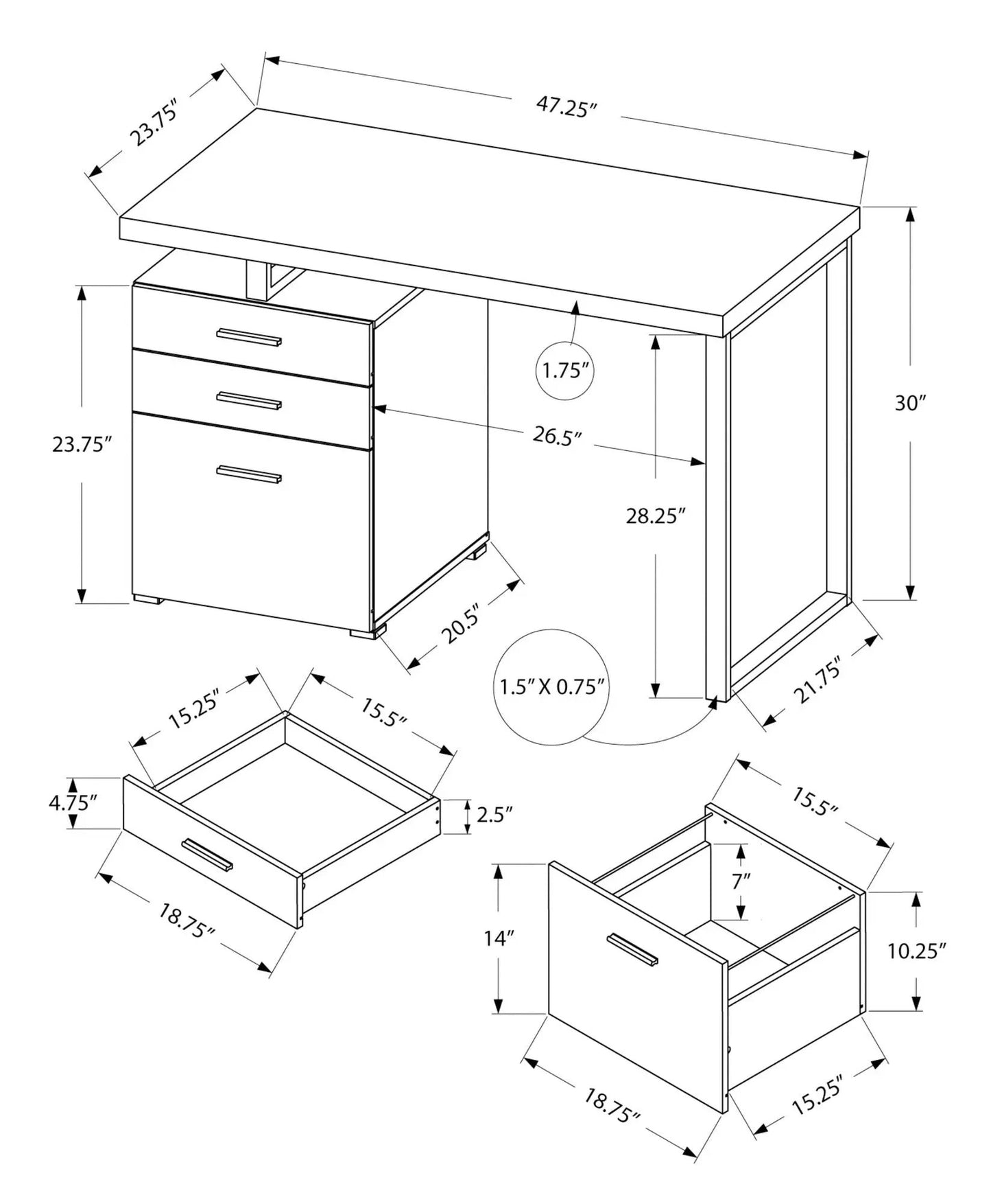 Computer Desk Left Right Setup Storage Drawers