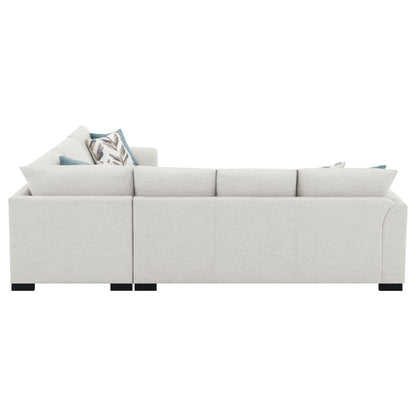 Radison greige sleeper sectional with teal accents, low-profile arms on Tampa Home & Garden Store