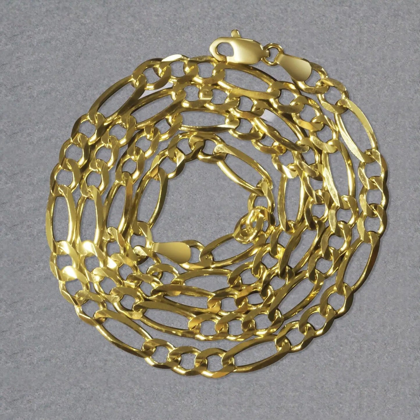10K yellow gold solid Figaro chain necklace 4.50 mm, chunky link design, Bids.com on Tampa Home & Garden Store