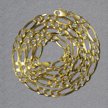 10K yellow gold solid Figaro chain necklace 4.50 mm, chunky link design, Bids.com on Tampa Home & Garden Store