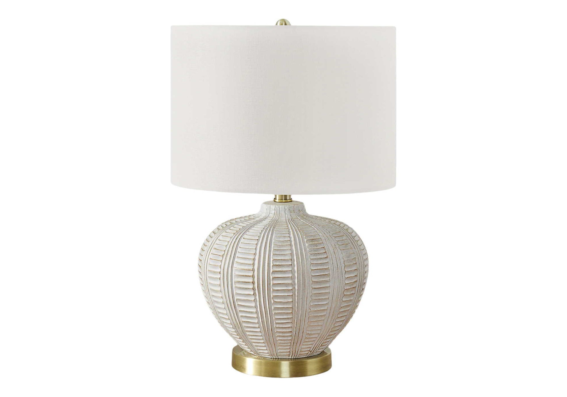 Transitional Lighting Table Lamp Cream Resin with ribbed base and brass HouseOfZazla on Tampa Home & Garden Store