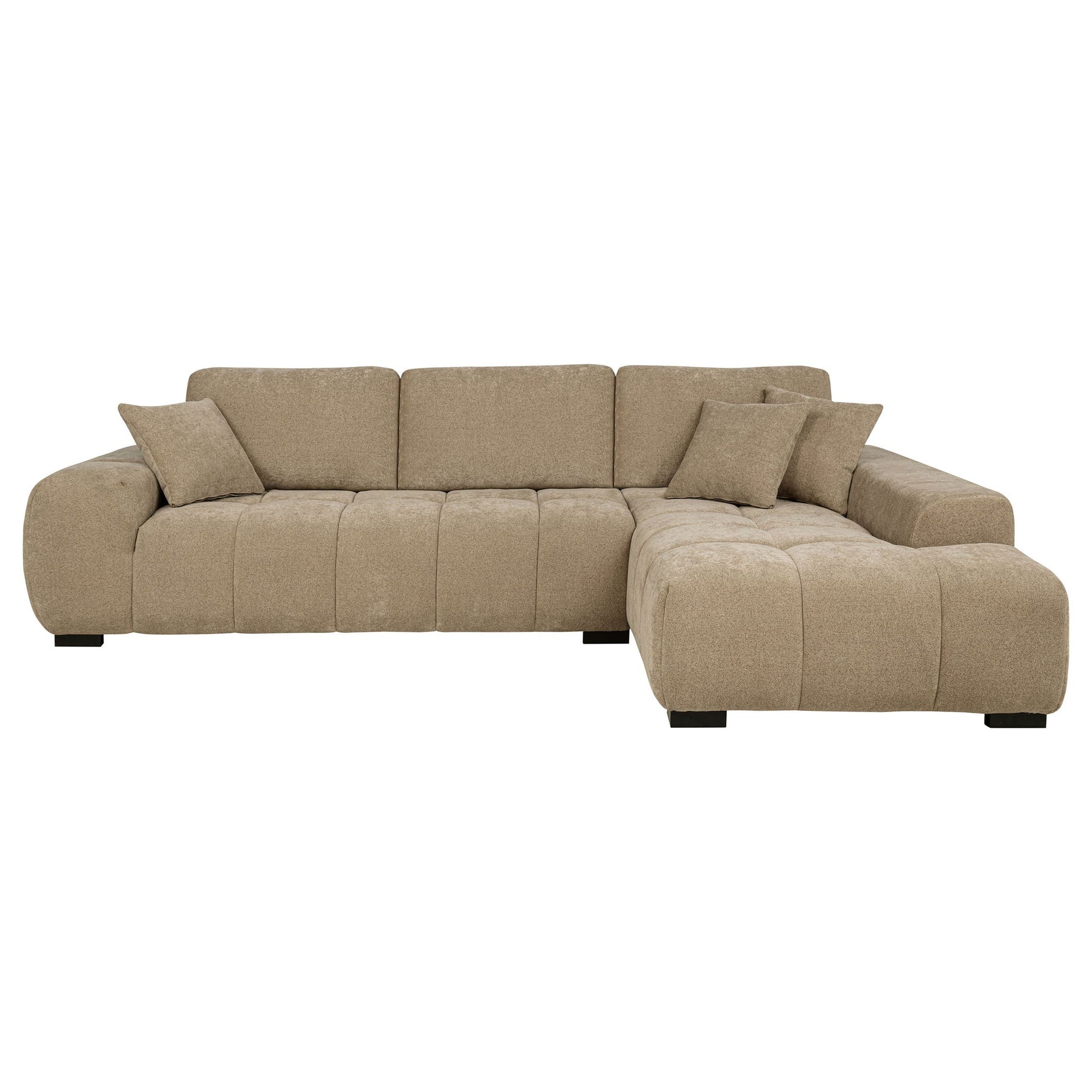 Plather beige fabric sectional chaise sofa by HouseOfZazla with plush cushions on Tampa Home & Garden Store