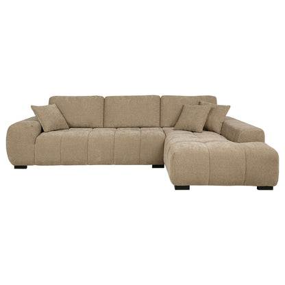 Plather beige fabric sectional chaise sofa by HouseOfZazla with plush cushions on Tampa Home & Garden Store