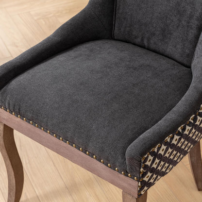 Ultra Side Dining Chair by HouseOfZazla, dark gray upholstery, solid wood legs on Tampa Home & Garden Store