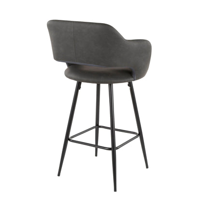 Margarite contemporary counter stool set, dark gray faux leather with black metal legs on Tampa Home & Garden Store