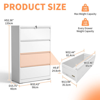 Premium drawer metal lateral filing cabinet with lock in black or white by HouseOfZazla on Tampa Home & Garden Store