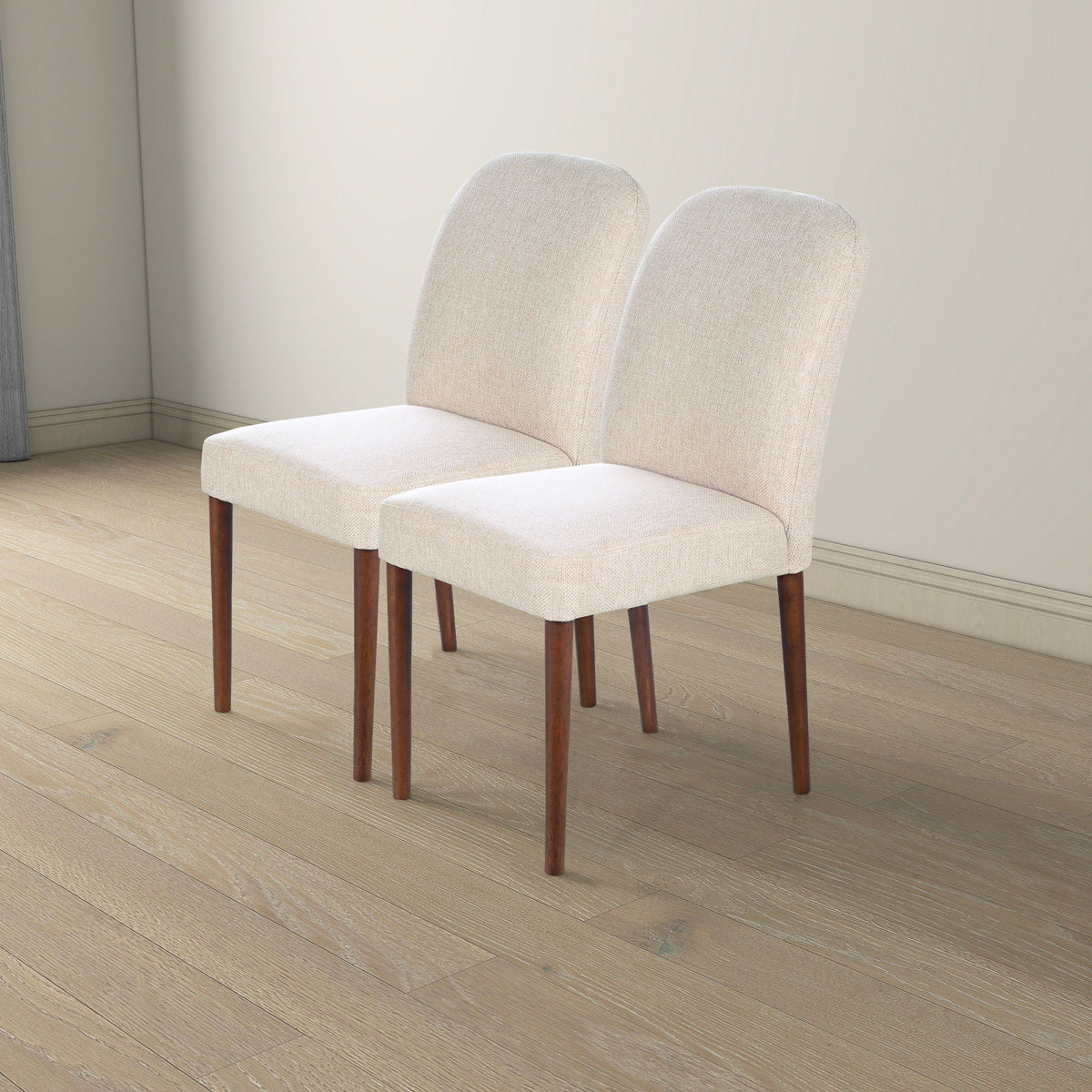 Beige linen dining chairs set of 2 with solid wood frame Capri on Tampa Home & Garden Store