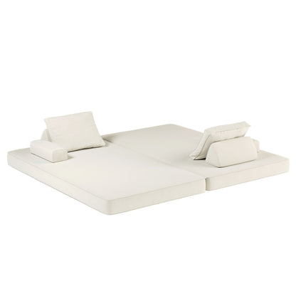 Modular Sofa Bed With Two Backrests and Pillows