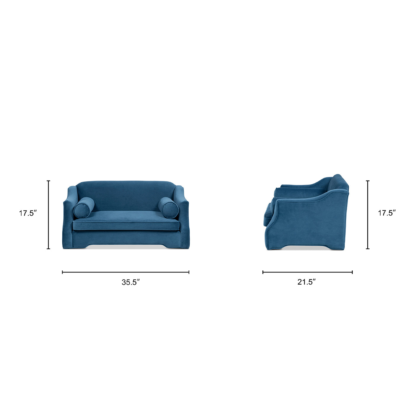 Paloma 35.5-inch Dog Sofa Bed in blue satin with bolster pillows HouseOfZazla on Tampa Home & Garden Store