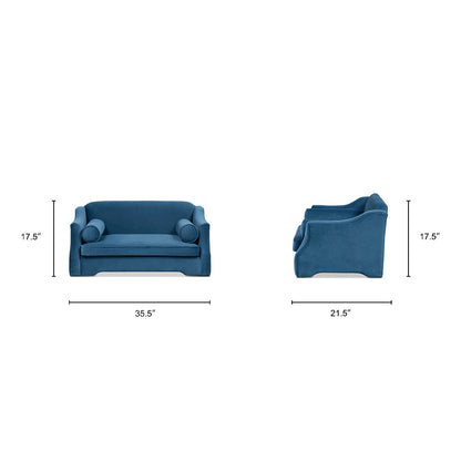 Paloma 35.5-inch Dog Sofa Bed in blue satin with bolster pillows HouseOfZazla on Tampa Home & Garden Store