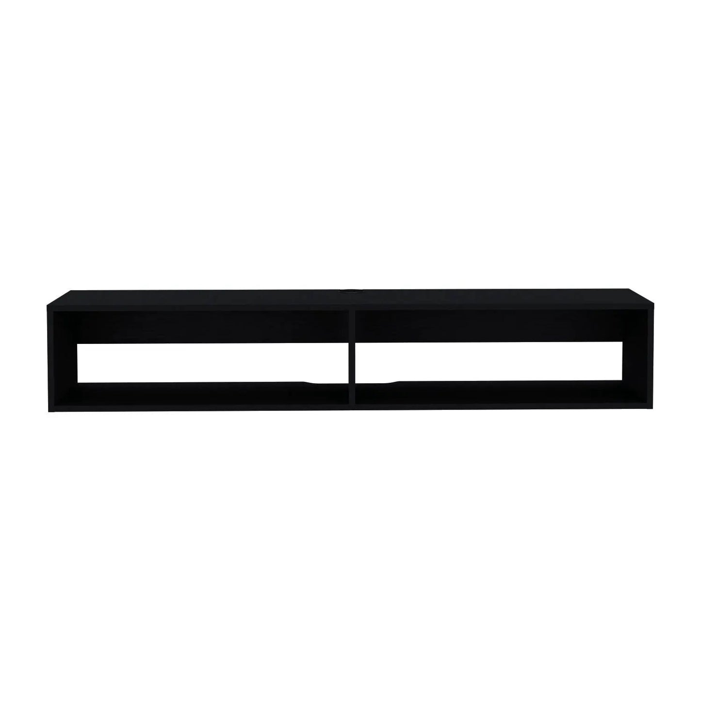 Moore Floating TV Stand in black finish with dual open compartments on Tampa Home & Garden Store