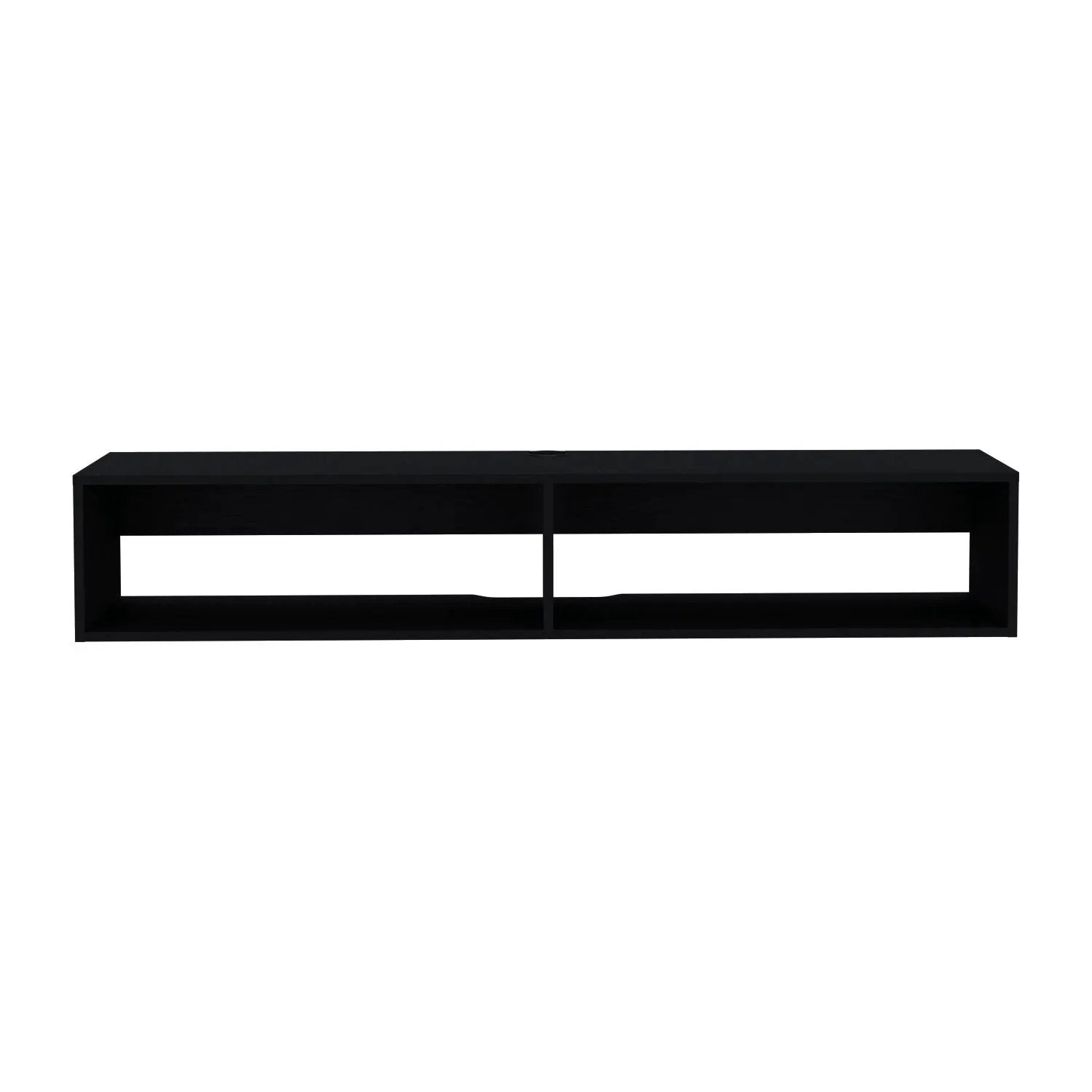 Moore Floating TV Stand in black finish with dual open compartments on Tampa Home & Garden Store