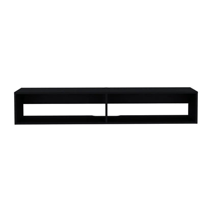 Moore Floating TV Stand in black finish with dual open compartments on Tampa Home & Garden Store