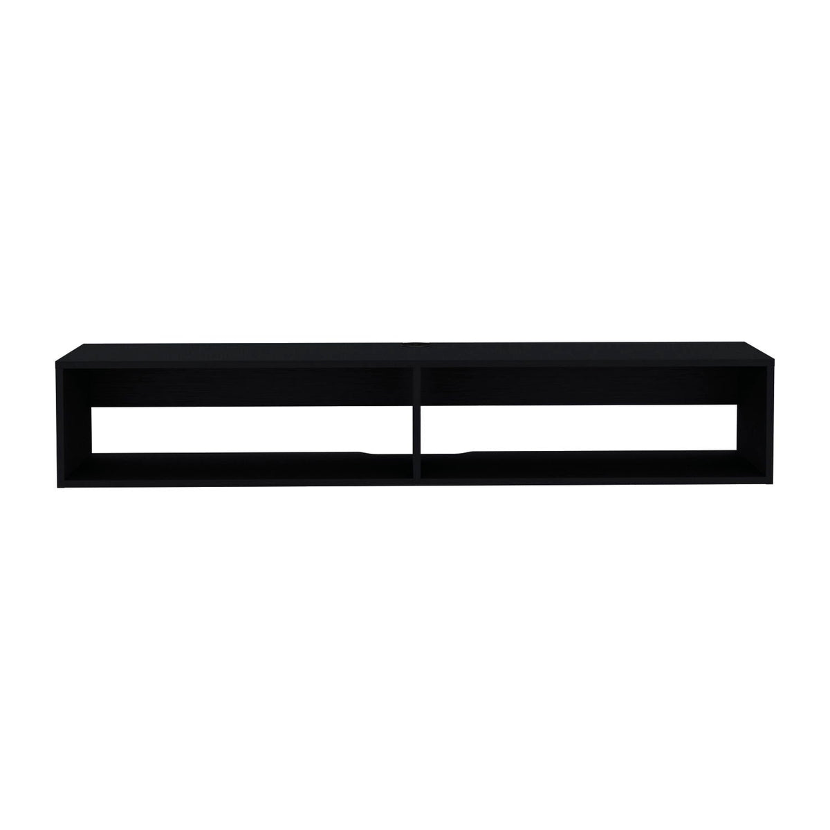 Moore Floating TV Stand black wood finish with cable management and two open compartments on Tampa Home & Garden Store