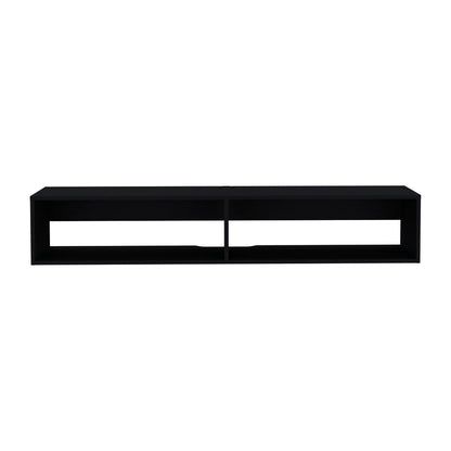 Moore Floating TV Stand black wood finish with cable management and two open compartments on Tampa Home & Garden Store