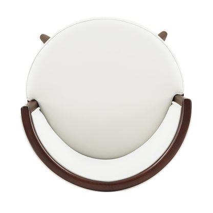 Evalyn Barstool bar height white upholstered seat with brown wood arms HouseOfZazla on Tampa Home & Garden Store