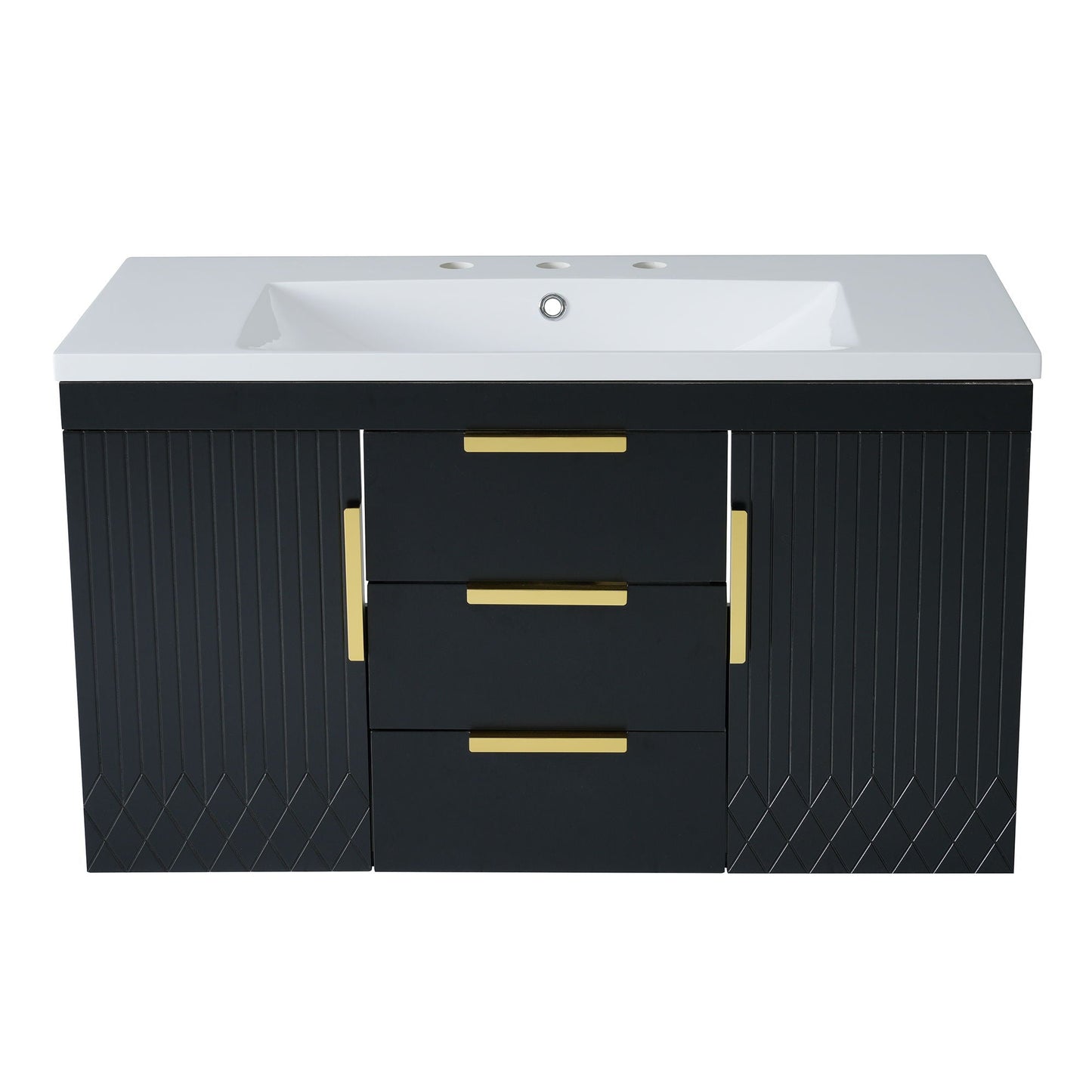 Wall Mounted Bathroom Vanity With Sink and Shelf