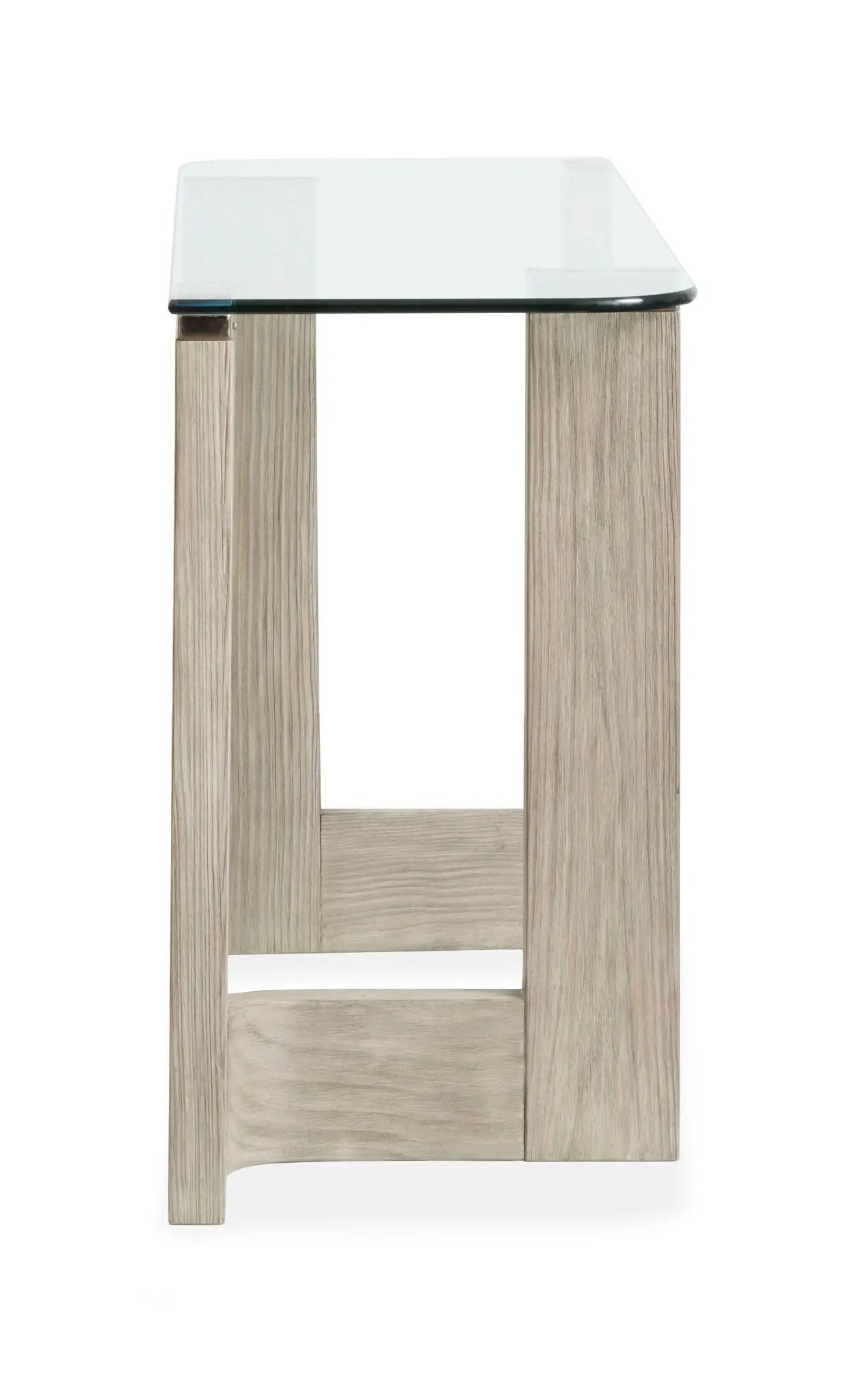Bartlett rectangular end table with glass top and light oak legs, Unique Piece Furniture on Tampa Home & Garden Store