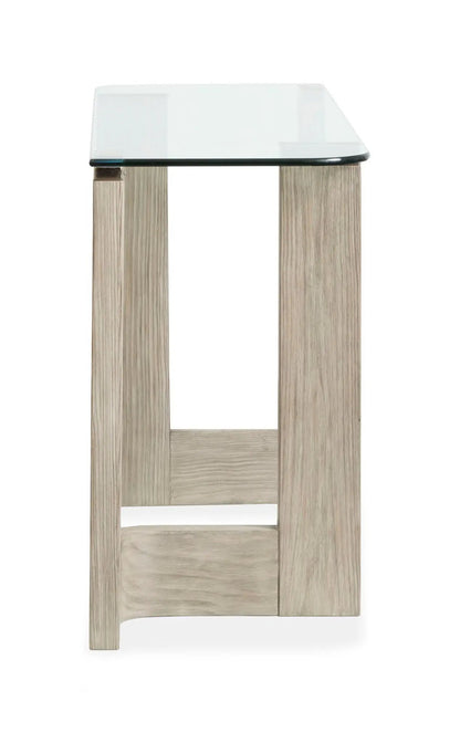 Bartlett rectangular end table with glass top and light oak legs, Unique Piece Furniture on Tampa Home & Garden Store