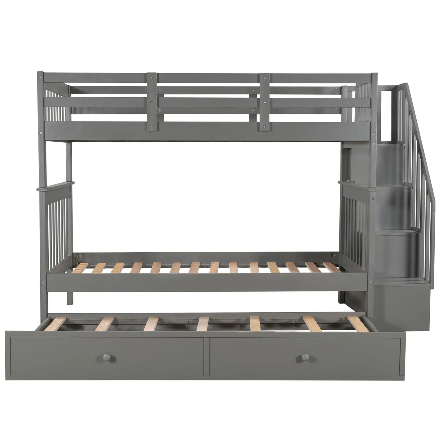 Stairway Bunk Bed with Storage and Guard Rail