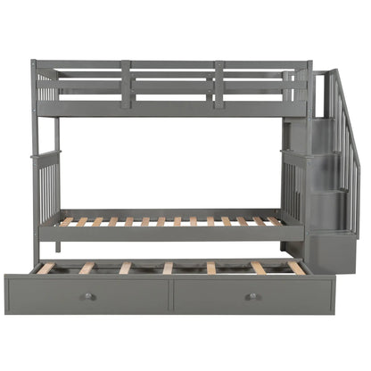 Stairway Bunk Bed with Storage and Guard Rail