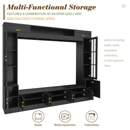 Wall Unit Entertainment Center with Glass Doors in black by HouseOfZazla on Tampa Home & Garden Store