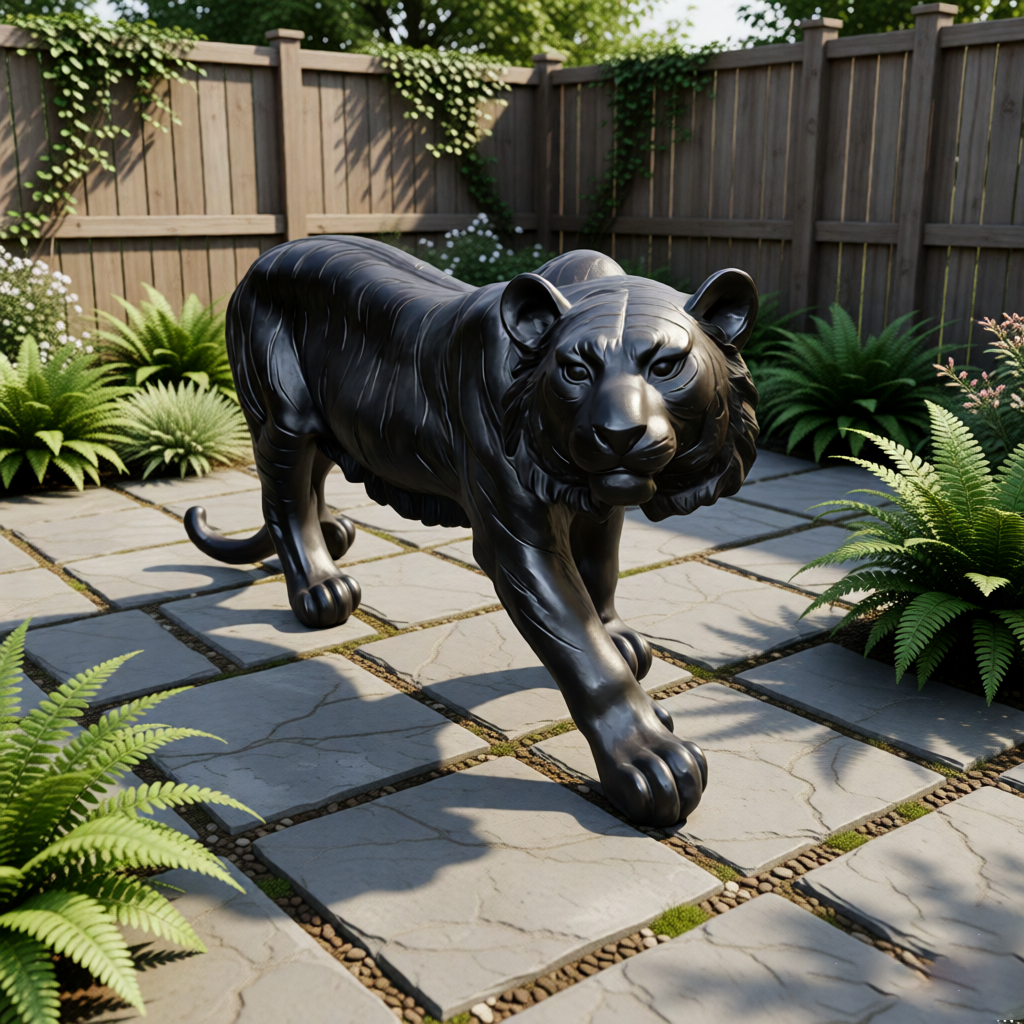 Simulated Black Tiger Resin Garden Statue by HouseOfZazla, black tiger garden sculpture on Tampa Home & Garden Store